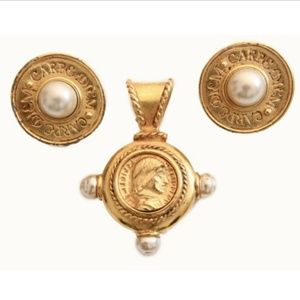Catherine Prevost Pendant & Earrings Set 3pc VTG